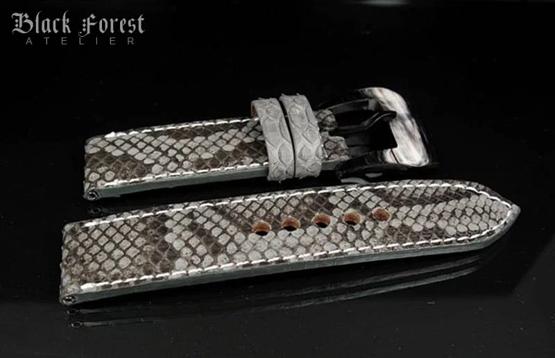 24mm/24mm Handmade Natural Color Real Python Skin Watch Strap PY04 – image 3